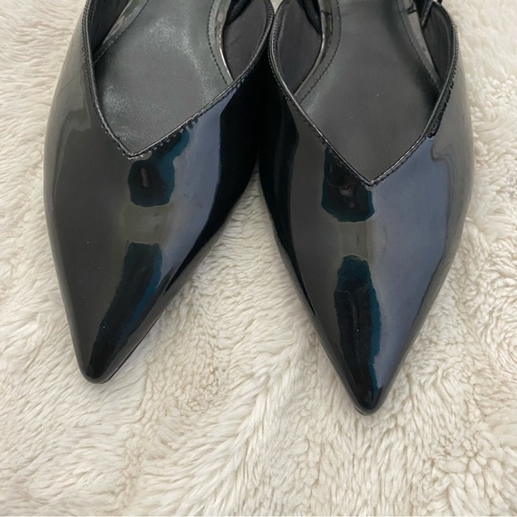H&M Patent Faux Leather Black Pointed Toe Slingback Flats Sleek Design Size 6 - Picture 3 of 12